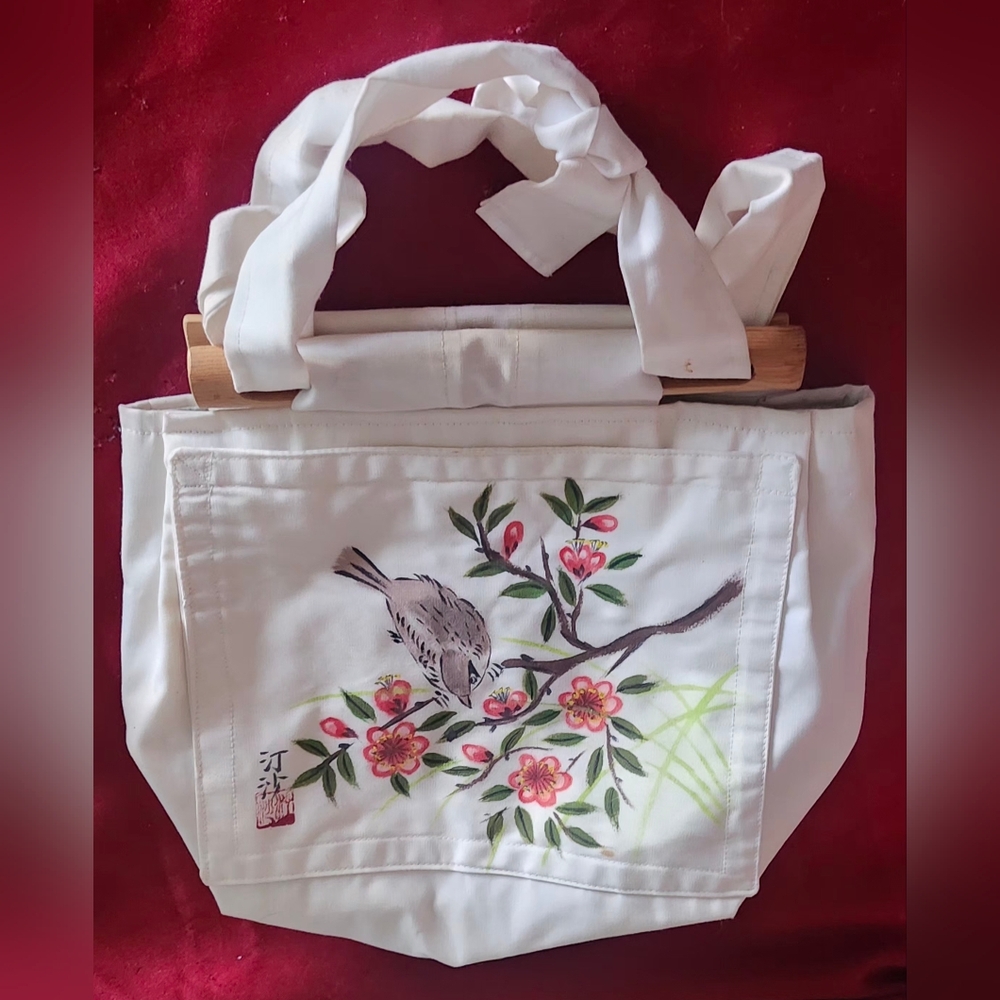 Vintage Handmade Handbag With Adorble Bird